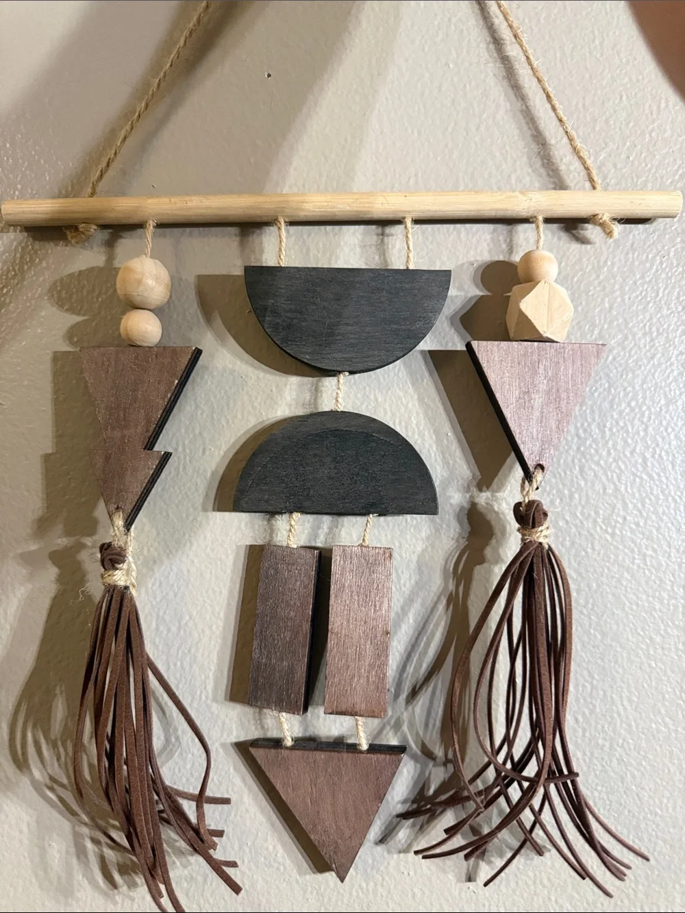 Boho Geometric Wooden Wall Hanging!